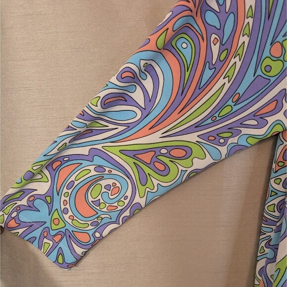 Groovy 60s 70s Multicolored Psychedelic Paisley Long Sleeve XL Tunic Hippie - Picture 6 of 12